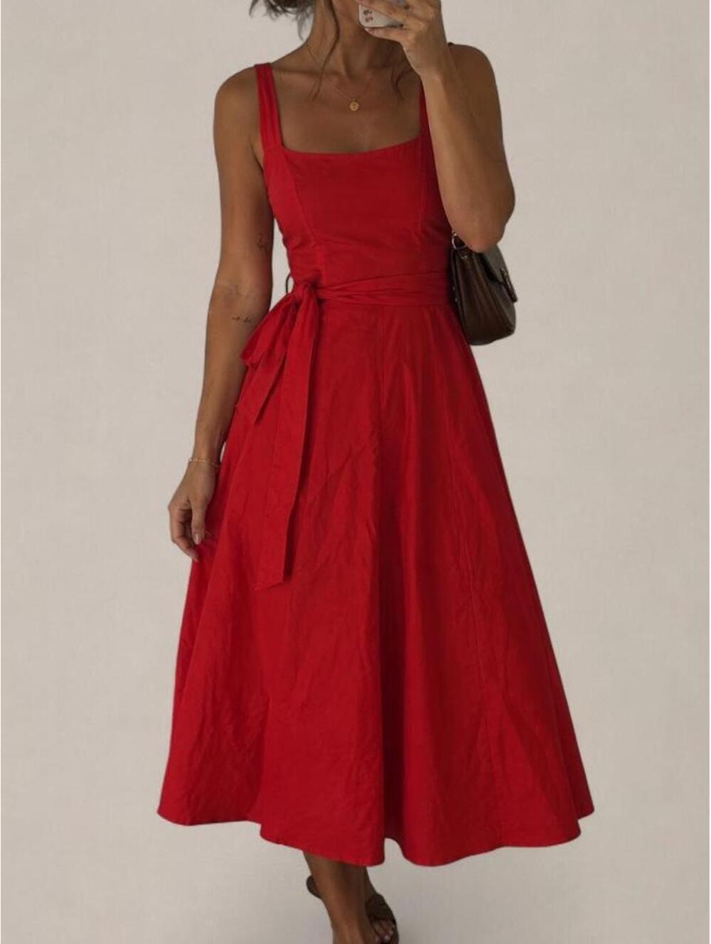Banana Republic red linen blend midi dress ❤️